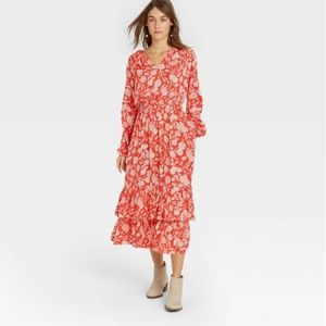 Balloon sleeve Ruffle Collar Floral Tier Dress